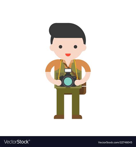 Photographer cute character professional set flat Vector Image