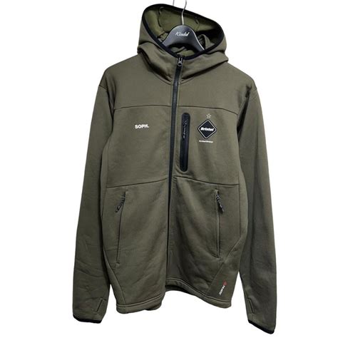 エフシーアールビー FCRB POLARTEC POWER STRETCH ZIP UP GAITER HOODIE オリーブ サイズ