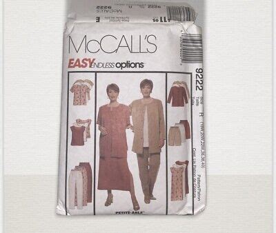 Vtg McCalls 9222 Plus Size Jacket Dress Top Pants Shorts Womens 18W 22W