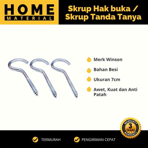 Jual Hook Sekrup Skrup Kapstok Cantolan Burung Tanda Tanya Buka