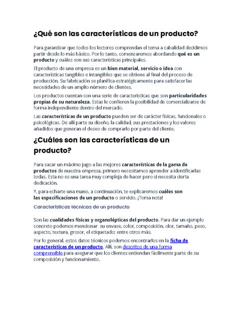 Qué Son Las Características De Un Producto ¿qué Son Las Características De Un Producto Para