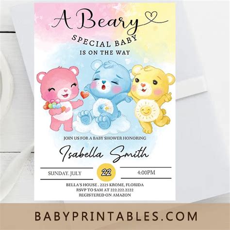 Cute Teddy Bears Baby Shower Invites D605 Baby Printables Bear