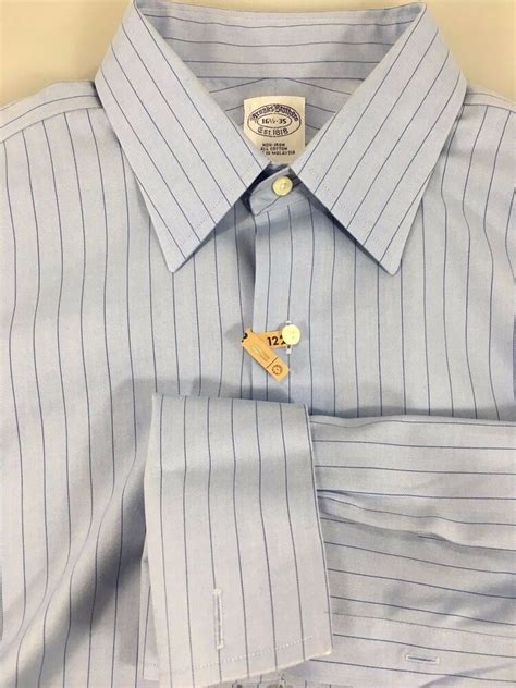 Brooks Brothers Blue Striped Cotton Shirt French Cuffs Non