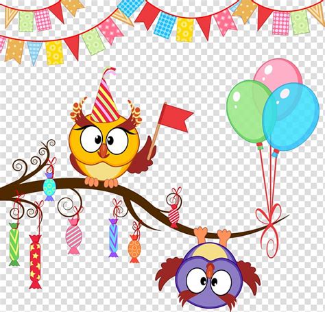 Birds Illustration Owl Party Birthday T Birthday Owl Transparent