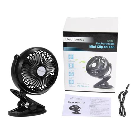 Elechomes Eh101 Rechargeable Operated Clip On Mini Desk Usb Fan For