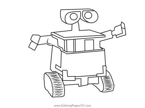 Wall E Trash Compactor Robot Coloring Page for Kids - Free Wall-E ...