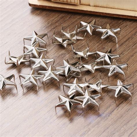 100pcs Star Rivets Silver Metal Leather Craft DIY Studs Spikes Spots