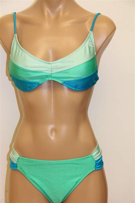 Nwt Oneill Swimsuit Bikini Piece Set Sz Xs Color Tab Side Grn Ebay