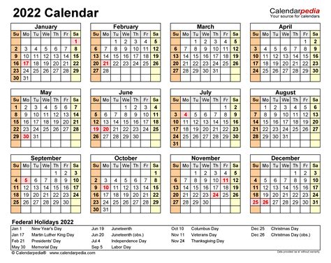 2022 Calendar - Free Printable Excel Templates - Calendarpedia