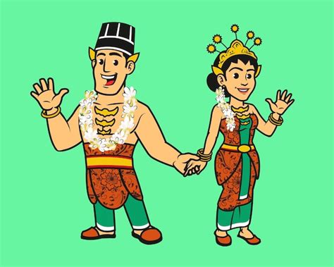 Premium Vector Indonesian Native Mid Java Tribe Man And Woman In