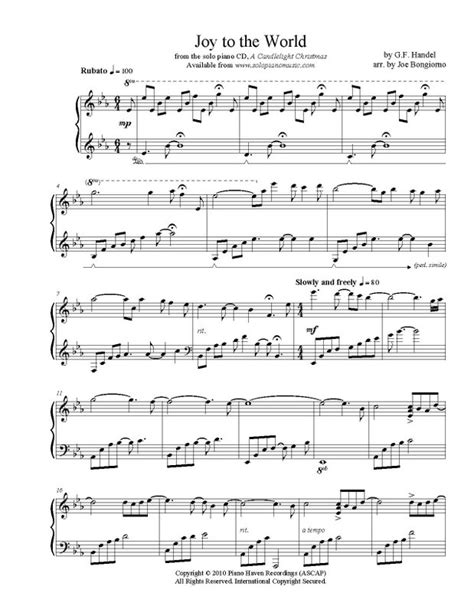 Joy to the World - sheet music PDF - Joe Bongiorno - Shigeru Kawai solo ...