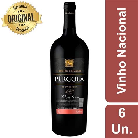 Kit 6 VINHO NACIONAL PERGOLA TINTO SUAVE 1L Pérgola Vinho