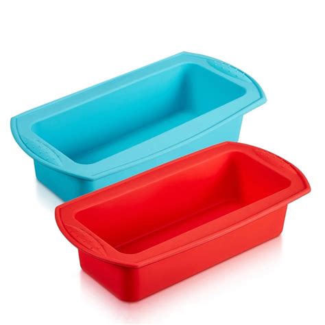 Nogis 2 Pieces Silicone Loaf Pan Silicone Bread Loaf Cake Mold Nonstick Silicone Loaf Baking Pan