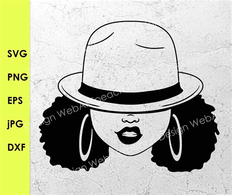 African American Hat Low Woman Lip Bite Silhouette Afro Girl Etsy