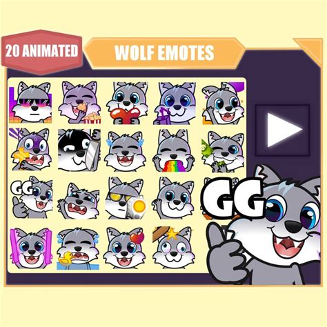 Animated Gray Wolf Emote Bundle For Twitch Youtube Emotes Discord