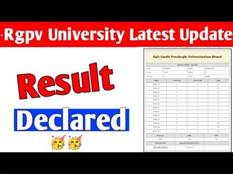 Rgpv Result Declared Exam Rgpv Latest Update Youtube