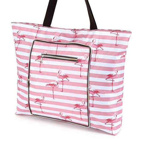 Sac De Plage Pliable Blanc Rose Flamant Rose Marinera