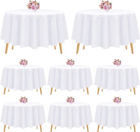 Pesonlook Packs White Round Tablecloth Inch White Polyester Round