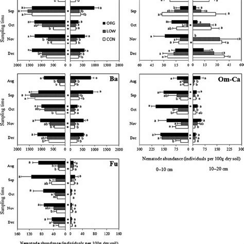 The Abundance Of Total Nematodes And Trophic Groups In Different