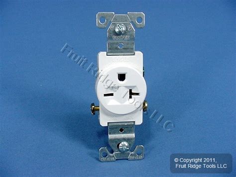 Cooper White COMMERCIAL Single Outlet Wall Receptacle NEMA 6-20R 250V ...