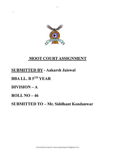 Assignment Correct LOMoARc PSD MOOT COURT ASSIGNMENT SUBMITTED BY