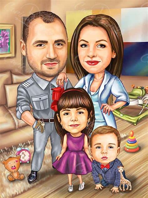 Customized Family Portrait Caricature from a Photo - the Perfect Personalized Gift ...