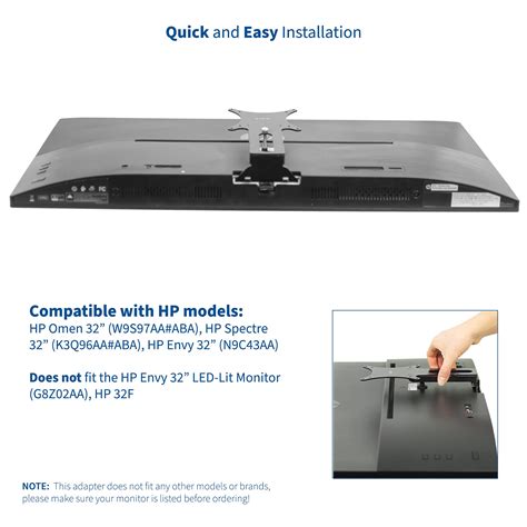 Vivo Quick Attach Vesa Plate Bracket Designed For Hp 32 Inch Monitor Displays Including Hp Omen