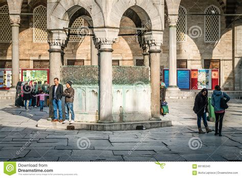 Courtyard Of Blue Mosque In Istanbul Turkey Editorial Image Image Of