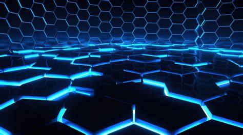 Hexagon Pattern 3d Wallpaper Of A Hexagonal With Blue Lights ...