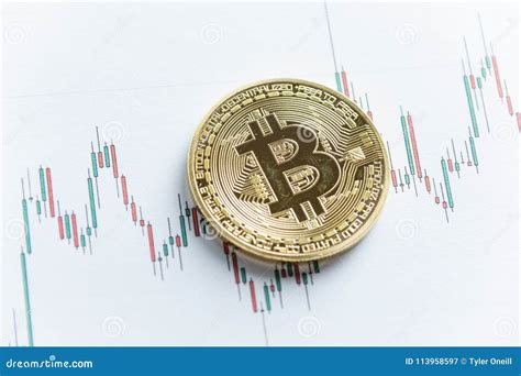 Bitcoin Cryptocurrency Coin on Candlestick Trading Chart. Stock Image - Image of mining, golden ...