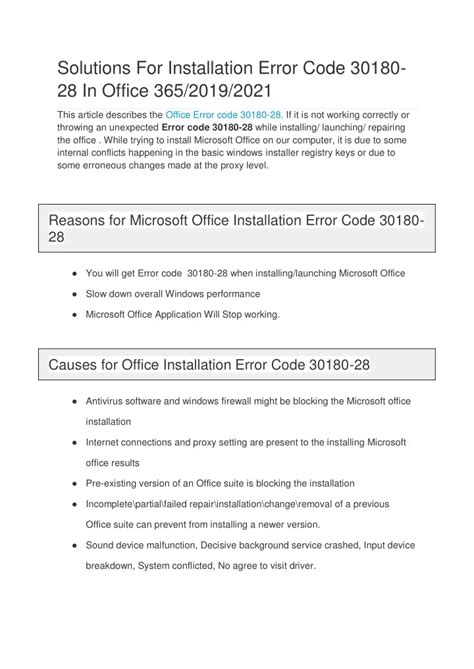 PPT Solutions For Installation Error Code 30180 28 In Office 365 2019