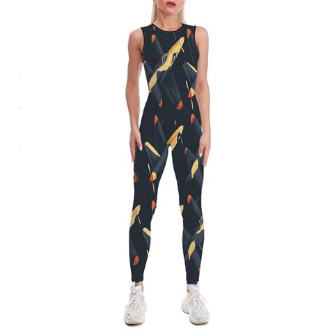 Cloud Airplane Pattern Women's One Piece Yoga Jumpsuits Leggings
