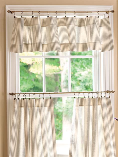 Ticking Stripe Rod Pocket Tailored Valance Farmhouse Kitchen Curtains