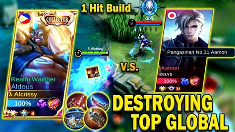 ALDOUS 1 HIT BUILD VS TOP GLOBAL AAMON BATTLE OF META JUNGLERSALDOUS