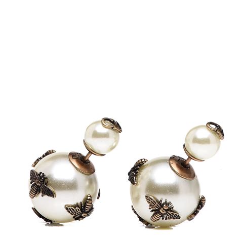 Christian Dior Mise En Dior Tribal Bee Earrings White