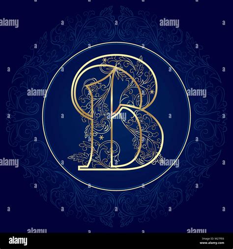 Vintage Floral Alphabet Letter B Vector Illustration Stock Vector