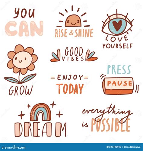 Motivational Phrases With Doodles And Lettering Stock Vector