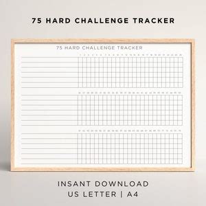 Hard Challenge Tracker Printable Editable Hard Challenge Tracker