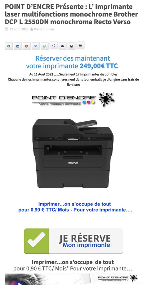 Point Dencre Pr Sente L Imprimante Laser Multifonctions Monochrome