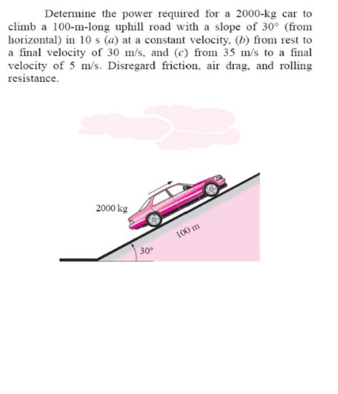 Solved Determine The Power Required For A Kg Car To Chegg