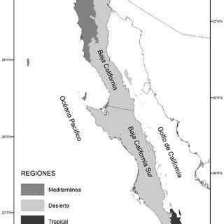 Península de Baja California y sus tres grandes regiones bióticas