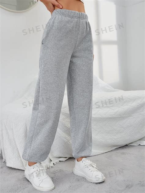 Shein Ezwear Solid Elastic Waist Slant Pocket Joggers Shein Uk