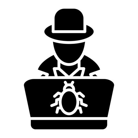 Ilustración en negro sólido de hacker glyph Vector Premium