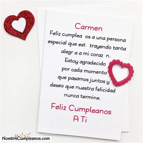 Feliz Cumplea Os Carmen Tartas Tarjetas Deseos