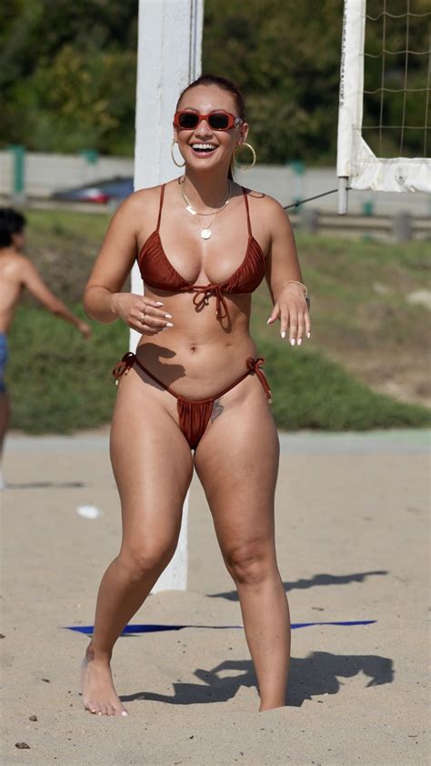 Francia Raisa In Bikini Playing Volleyball At A Beach In Malibu