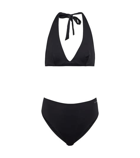 Max Mara Halterneck High Rise Bikini In Nero ModeSens