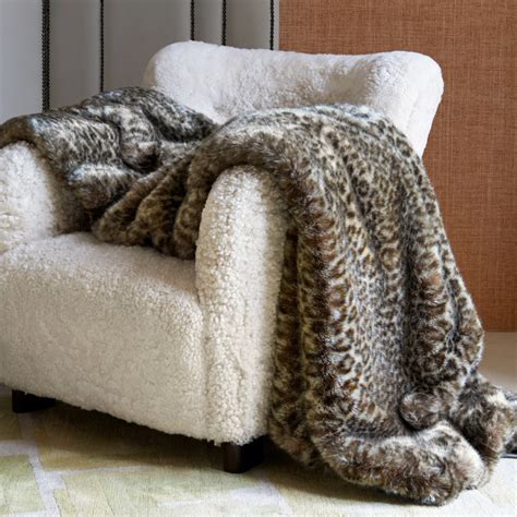 Snow Leopard Throw Faux Fur Throws Zinc Textile