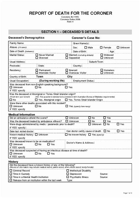 Blank Autopsy Report Template