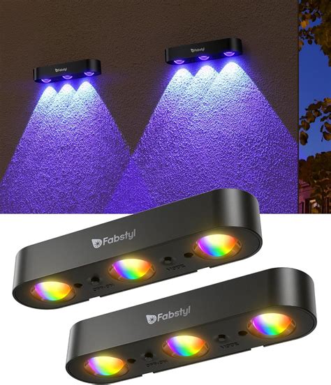 Fabstyl Solar Wall Lights Pack Solar Lights Outdoor Garden Rgb