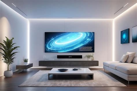 Premium Photo | LED Wall in Futuristic Home Mockup